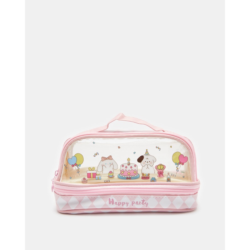 Girls Pink Printed Pouch
