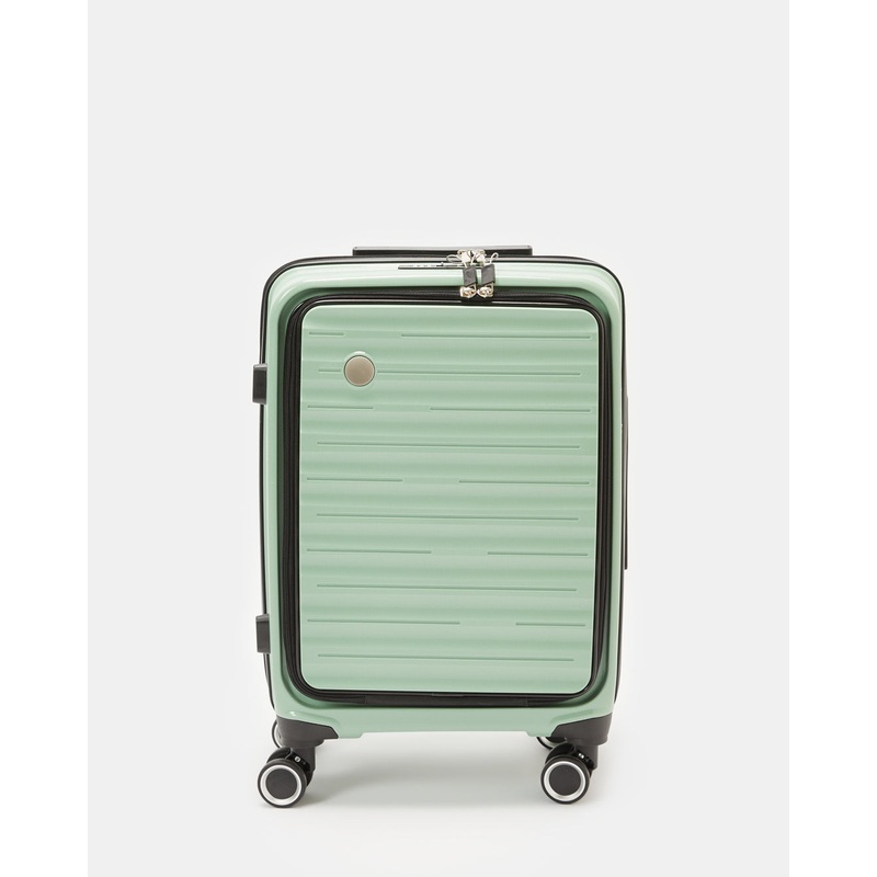Green Textured Trolley Luggage Trolley (20 Inch)