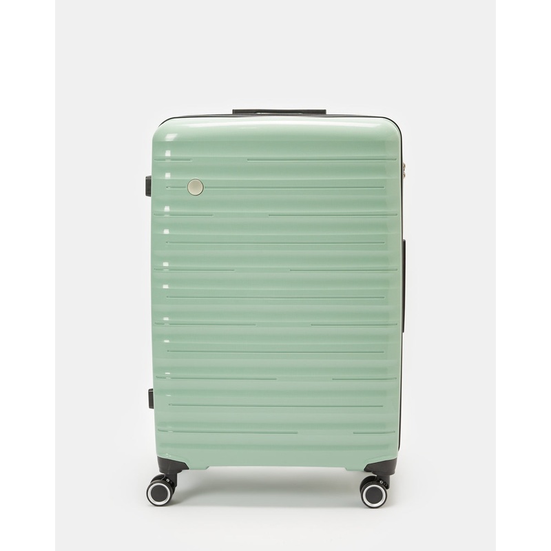 Green Textured Trolley Luggage Trolley (28 Inch)