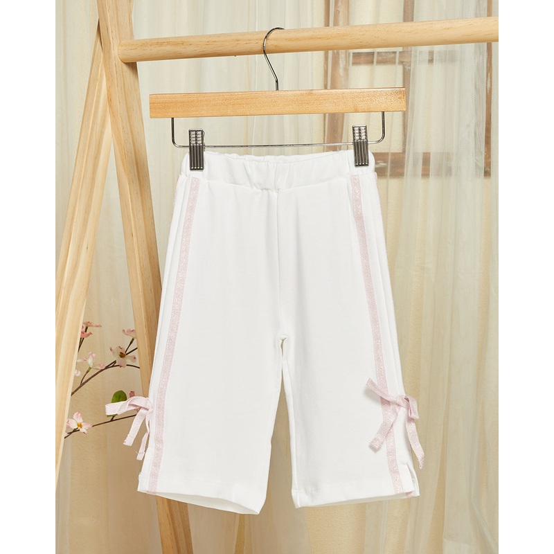 Infant Girls White Wide Leg Jogger With Side Taping