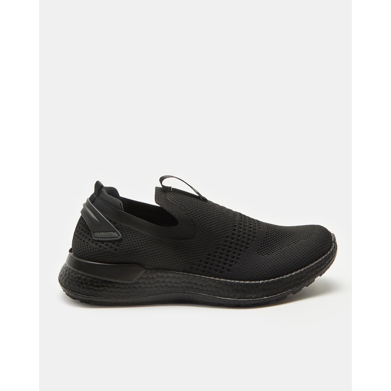 Men Black Knitted Easy Slip-On Sneakers