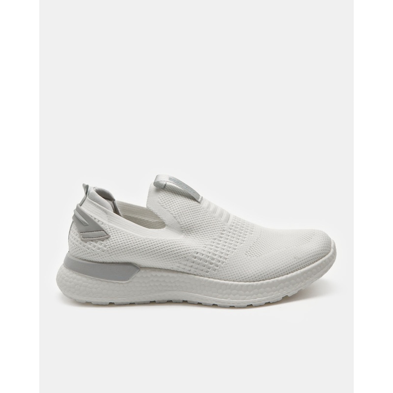 Men White Knitted Easy Slip-On Sneakers