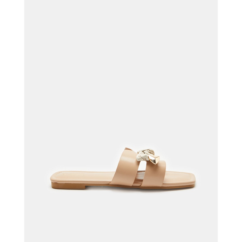 Women Beige With Bow Knot Mule