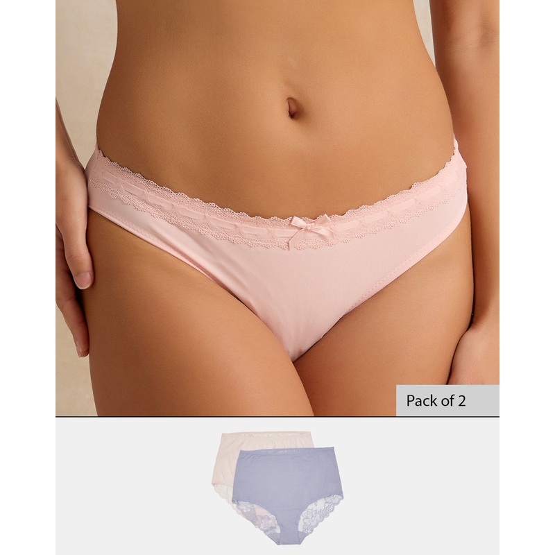 Women Grey And Pink Bikini Brief (Pack of 2)