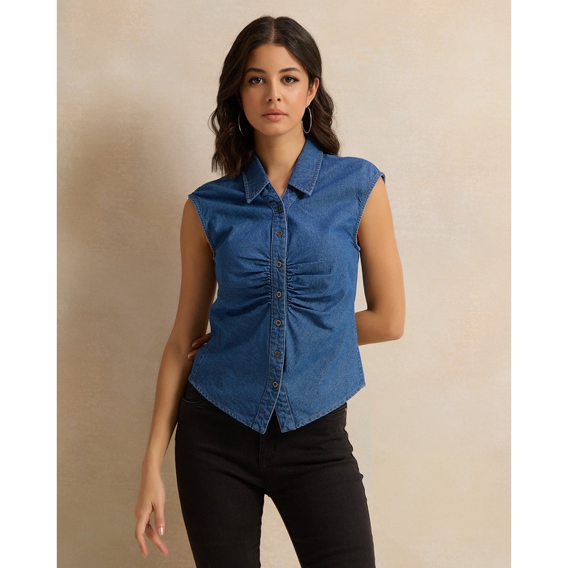 Women Navy Denim Top|UK8|UK10|UK12|UK14|UK16|UK18