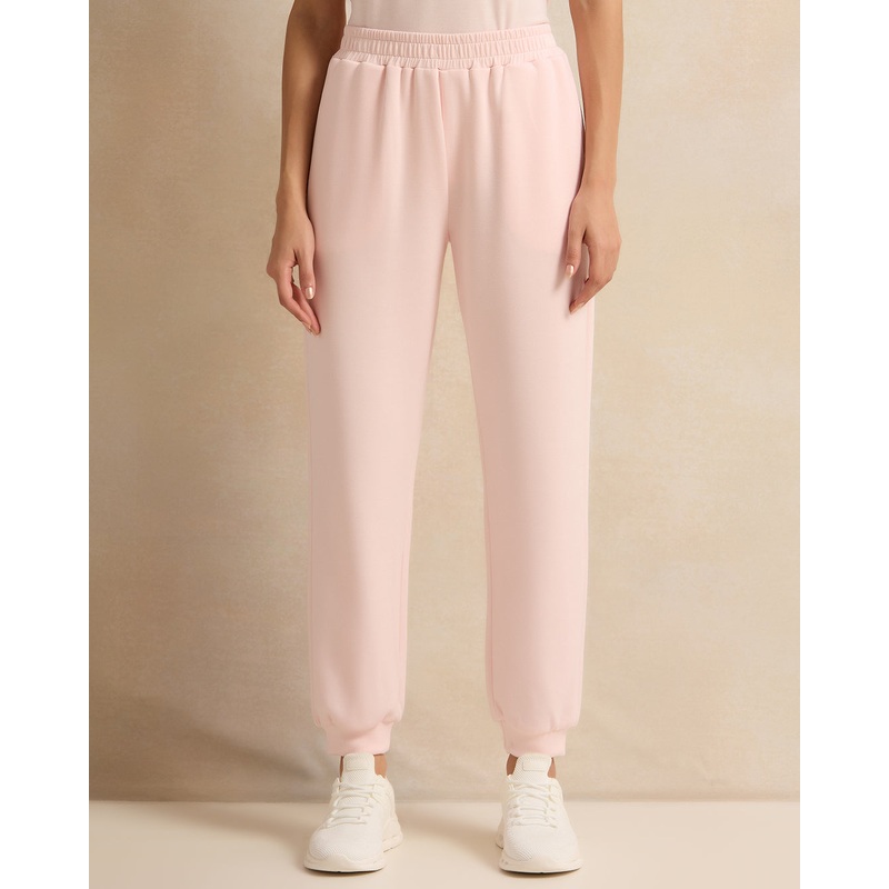 Women Pink Elasticated Waist Joggers