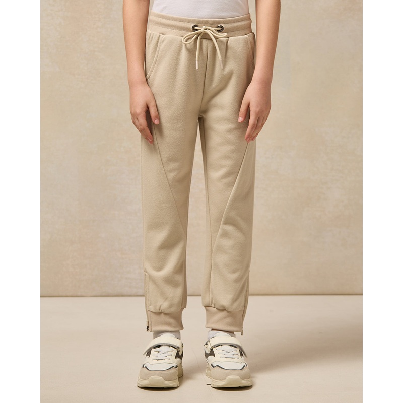 Boys Beige Cut & Sew Track Pants