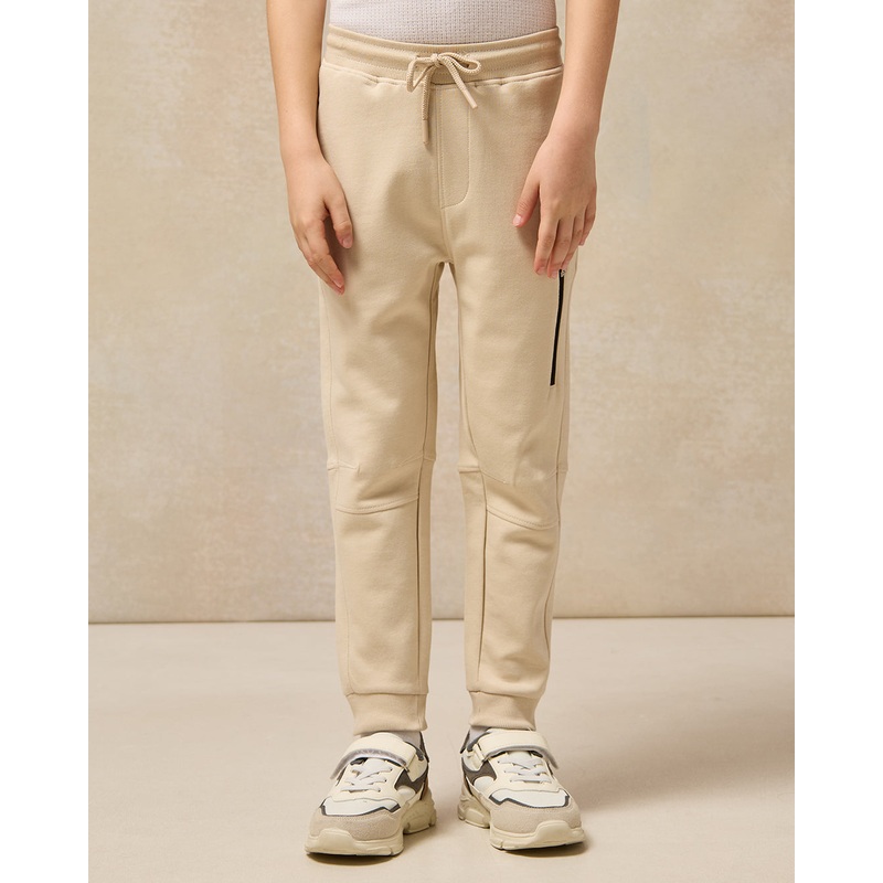 Boys Beige Embellished Track Pants