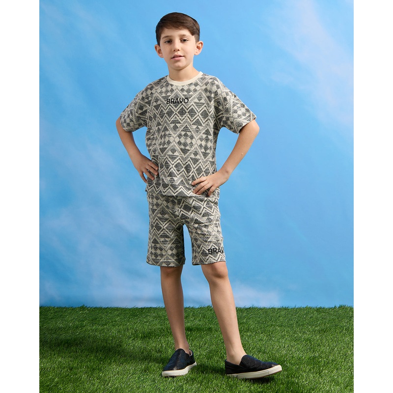 Boys Black Bravo Limit Jacquard T-Shirt