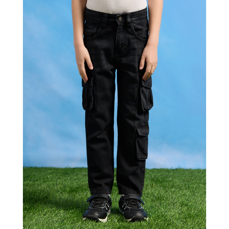 Boys Black Cargo Pocket Jeans|2-3 Years|3-4 Years|4-5 Years|5-6 Years|6-7 Years|7-8 Years