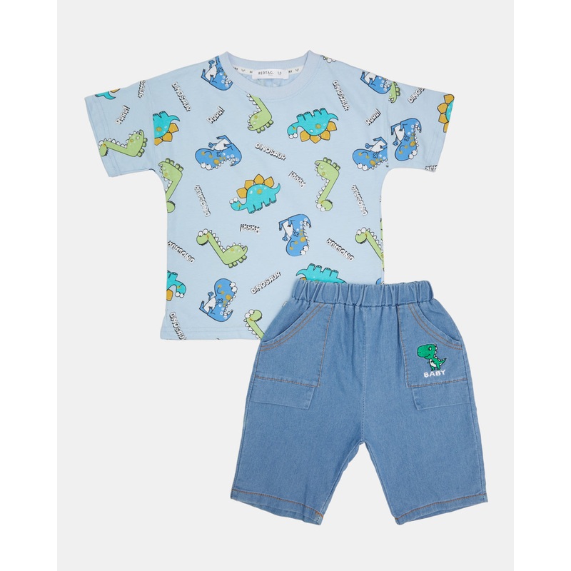 Boys Blue T-Shirt With Shorts Set (2 Piece)