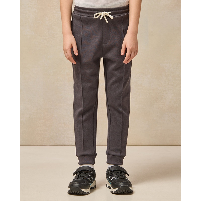 Boys Charcoal Solid Track Pants