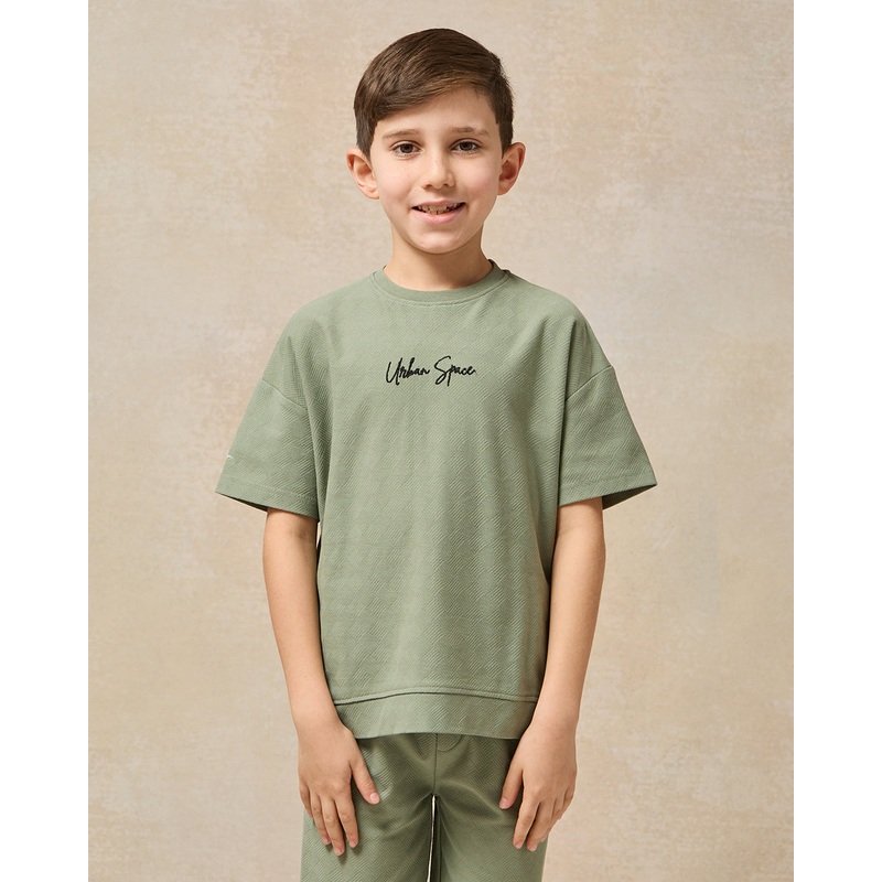 Boys Green Jacquard T-Shirt|2-3 Years|3-4 Years|4-5 Years|5-6 Years|6-7 Years|7-8 Years