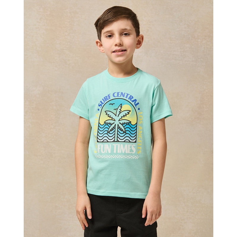 Boys Mint Fun Time Graphic Short Sleeve T-Shirt