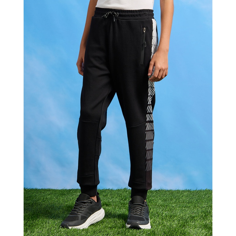Senior Boys Black Cut & Sew Active Pants