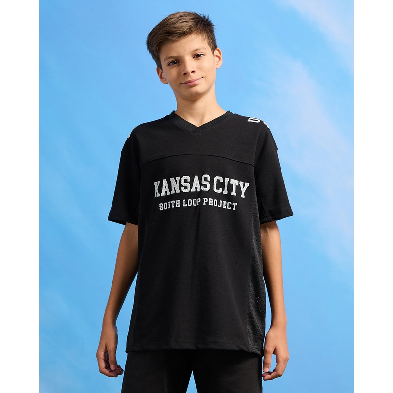Senior Boys Black Oversize Rugby T-Shirt