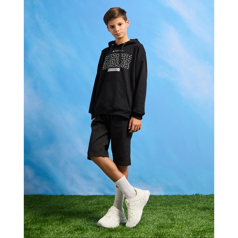 Senior Boys Black Play Station Hooded Sweatshirt