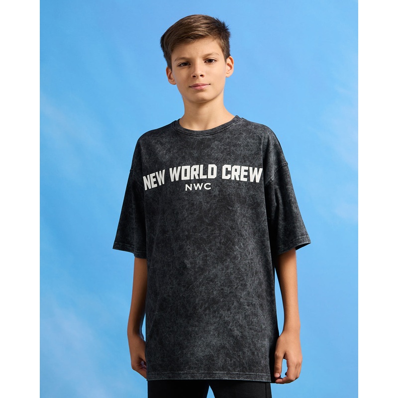 Senior Boys Black Printed Oversize T-Shirt