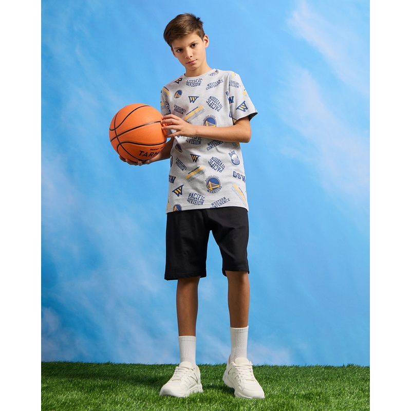 Senior Boys Grey Printed Over Size T-Shirt