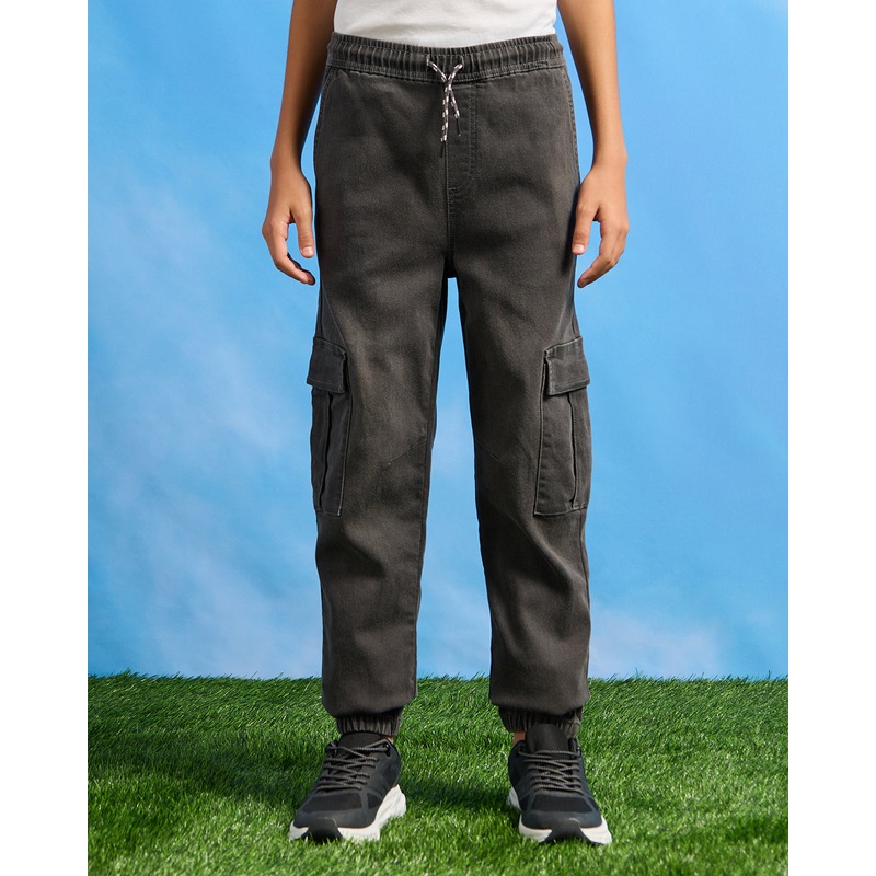 Senior Boys Grey Pull On Cargo Joggers