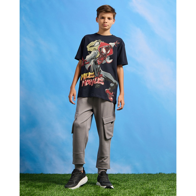 Senior Boys Navy Spiderman Print T-Shirt