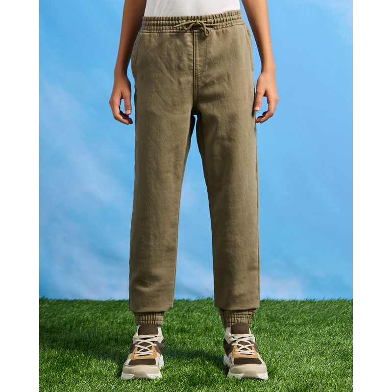 Senior Boys Olive Denim Joggers