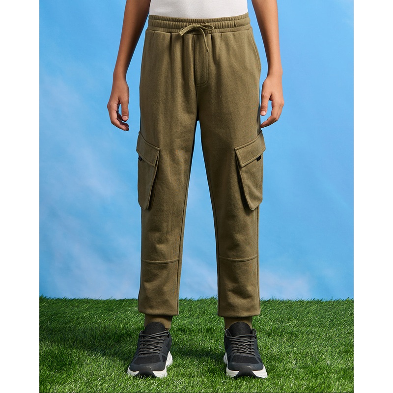 Senior Boys Olive Pocket Cargo Active Pants