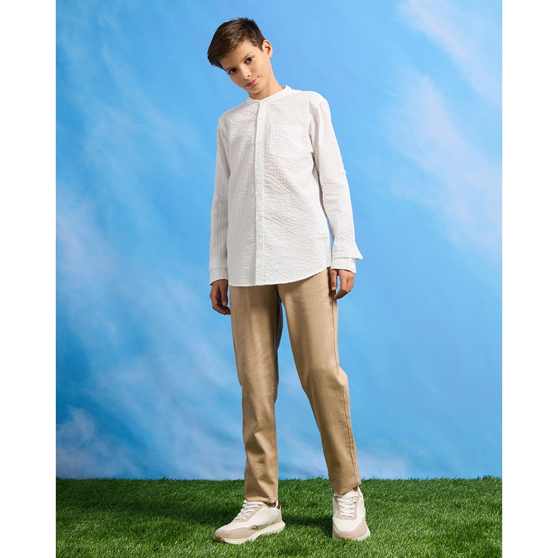 Senior Boys White Plain Mandarin Shirt