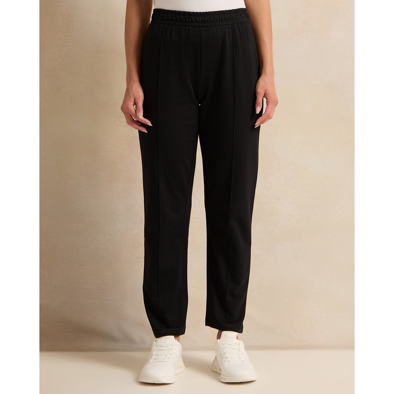 Women Black Solid Active Pants