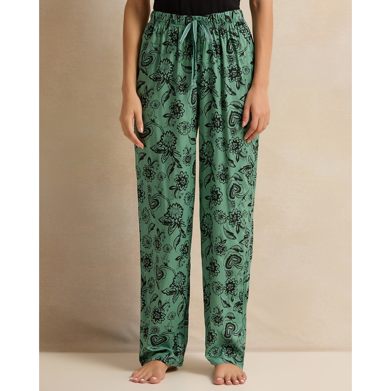 Women Green And Black Printed Payjama Bottom (2 Piece)