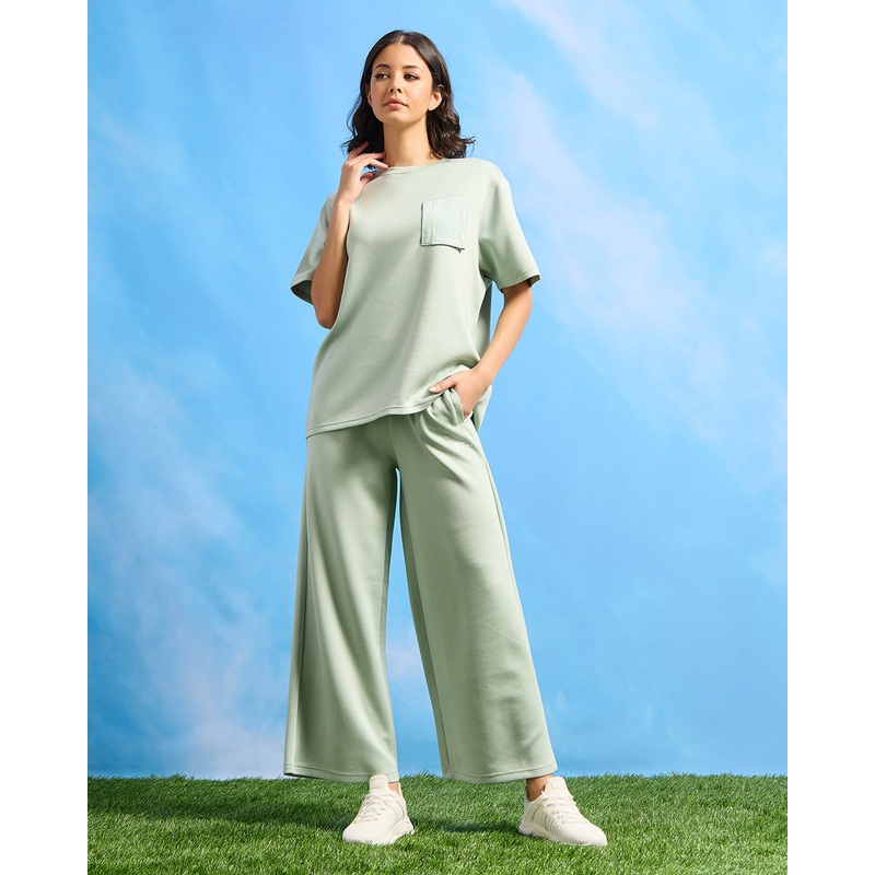 Women Mint Crew Neck Active T-Shirt