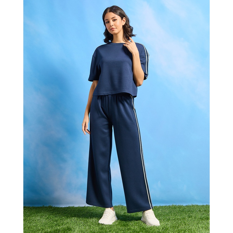 Women Navy Solid Active Sweatshirt
