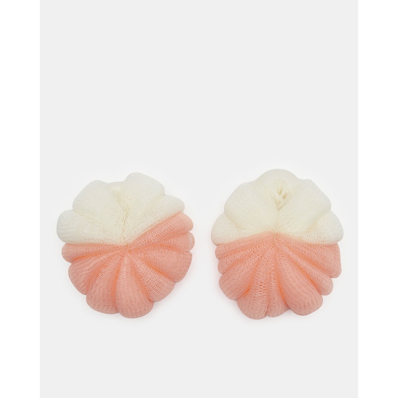 Beige And Pink Bath Sponge Set Of (2 Pieces)