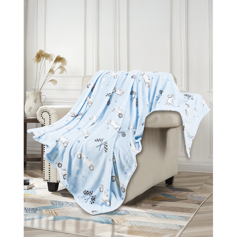 Blue Race Car Glow In Dark Kids Blanket