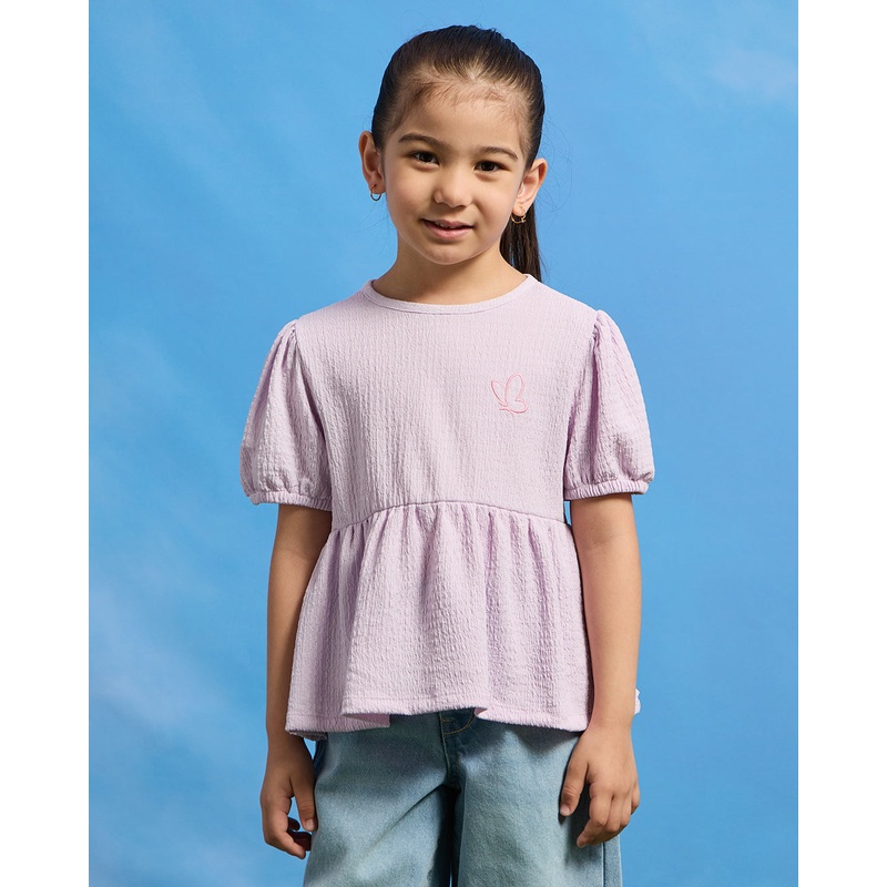 Girls Lilac Jacquard Casual Top