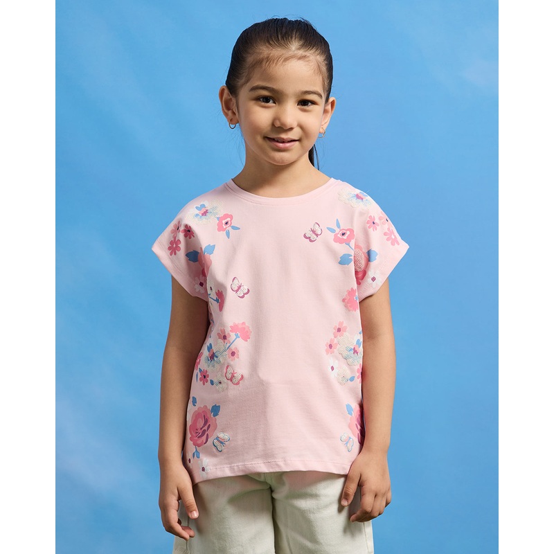 Girls Pink Floral Printed Top|2-3 Years|3-4 Years|4-5 Years|5-6 Years|6-7 Years|7-8 Years