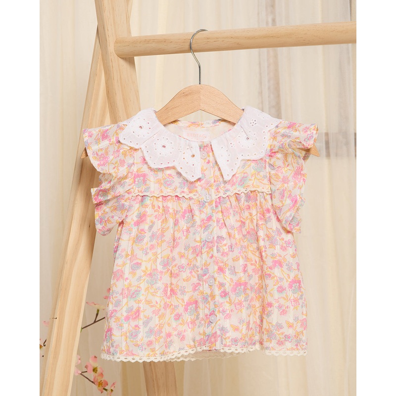 Infant Girls White Floral All Over Print Blouse