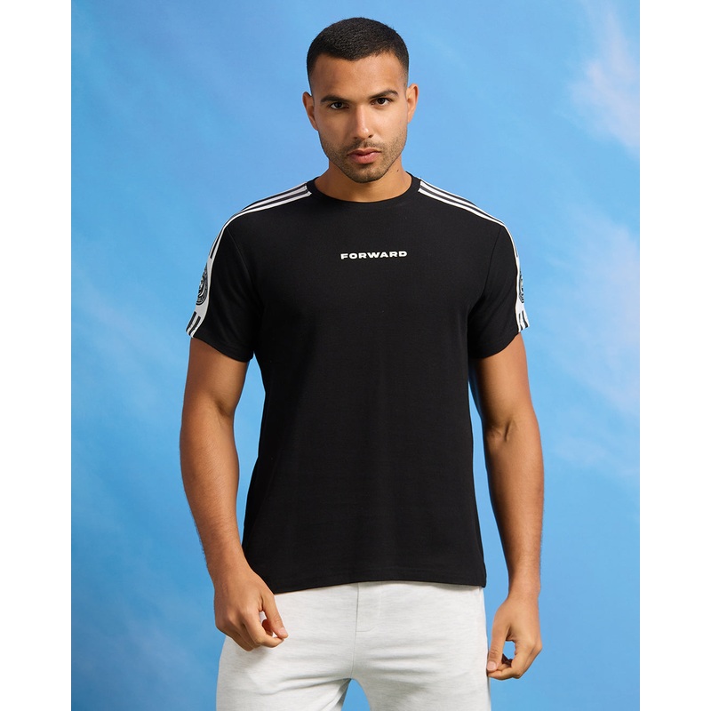 Men Black Pique Active T-Shirt