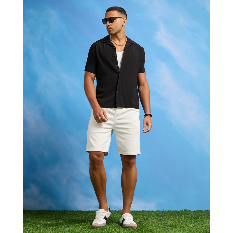 Men Black Solid Resort Shirt|Small|Medium|Large|X-Large|XX-Large