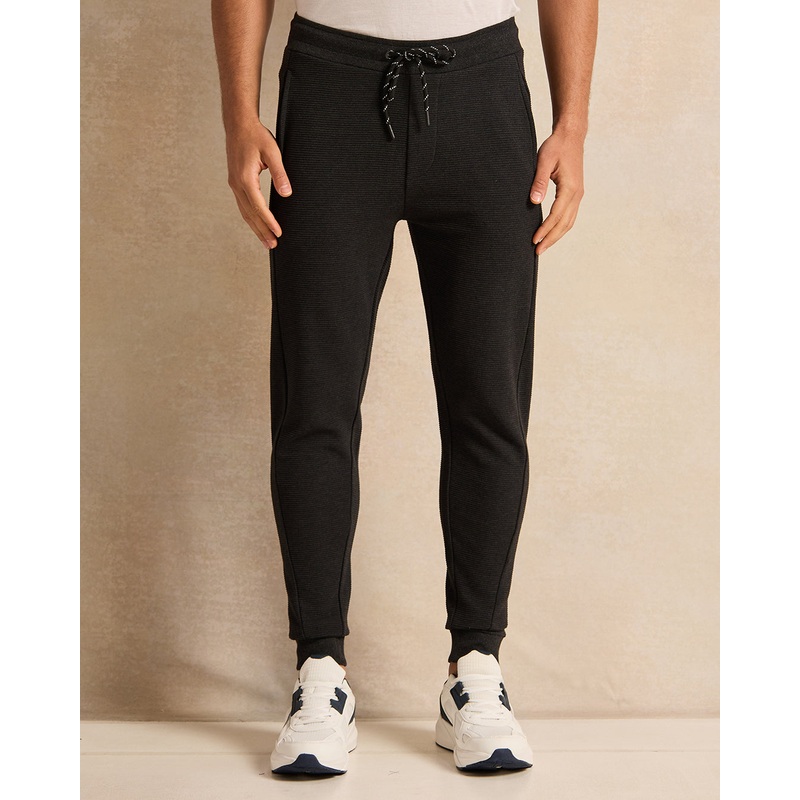 Men Charcoal Solid Active Pants