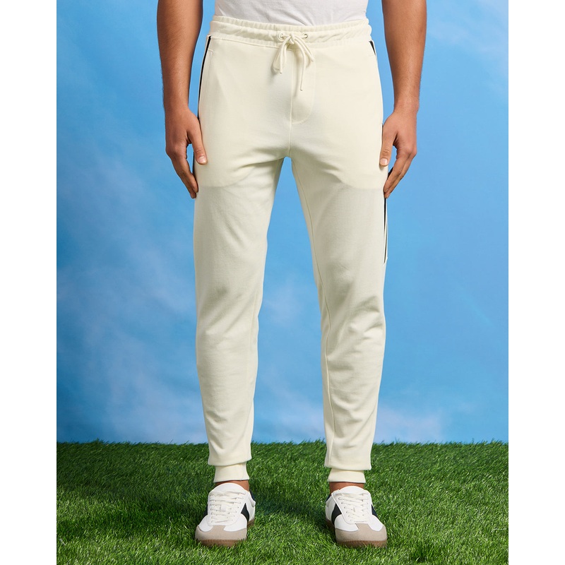 Men Ivory Pique Track Pants|Small|Medium|Large|X-Large|XX-Large