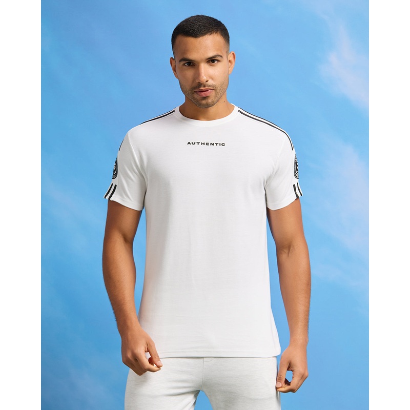 Men White Pique Active T-Shirt