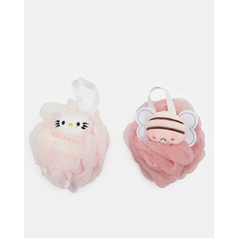 Pink Embellished Bath Sponge Set Of (2 Pieces)