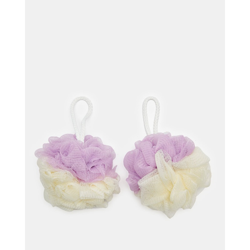 Purple And Beige Bath Sponge Set Of (2 Pieces)