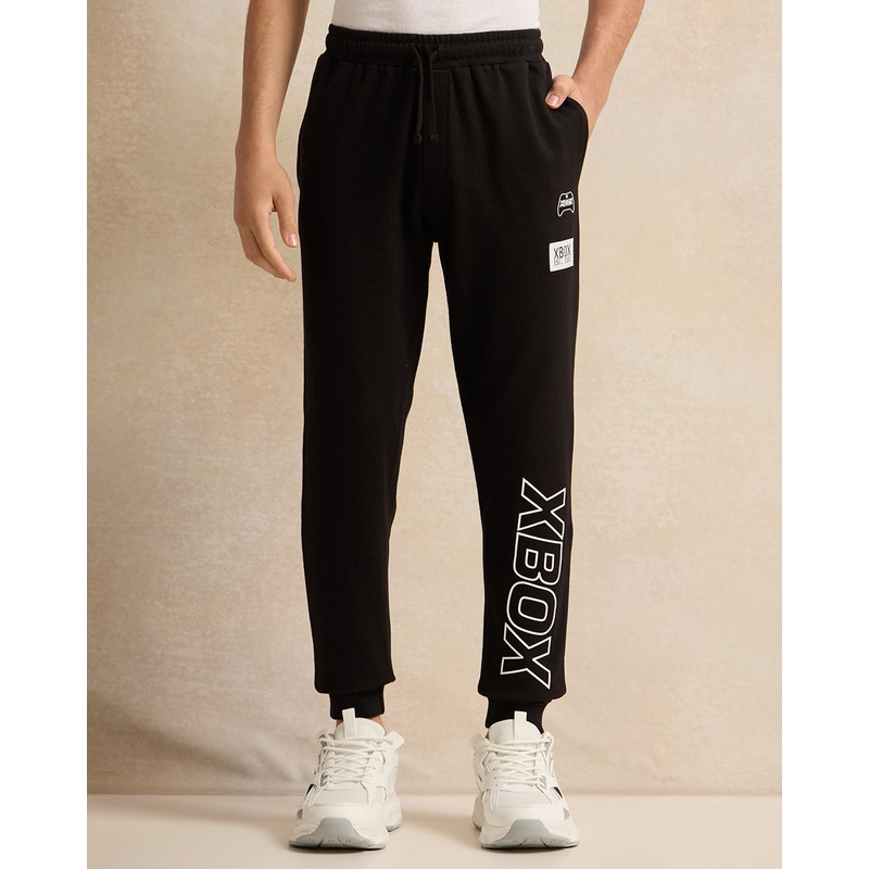 Senior Boys Black Xbox Print Active Pants