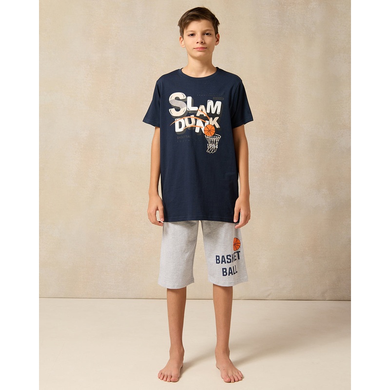 Senior Boys Navy Slam Dunk  Pyjama Set (2 Piece)