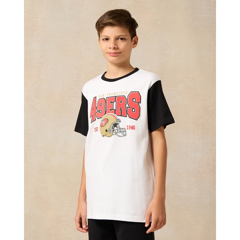 Senior Boys White Over Size San Francisco 49Ers T-Shirt