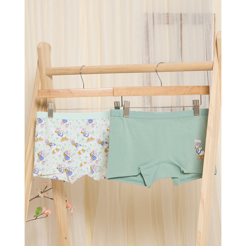 Senior Girls Green Daisy Duck Boxer Brief Set (Pack of 2)