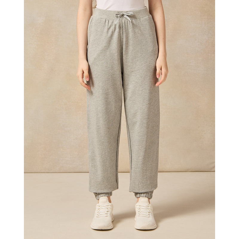 Senior Girls Grey Mlange Basic Track Pants