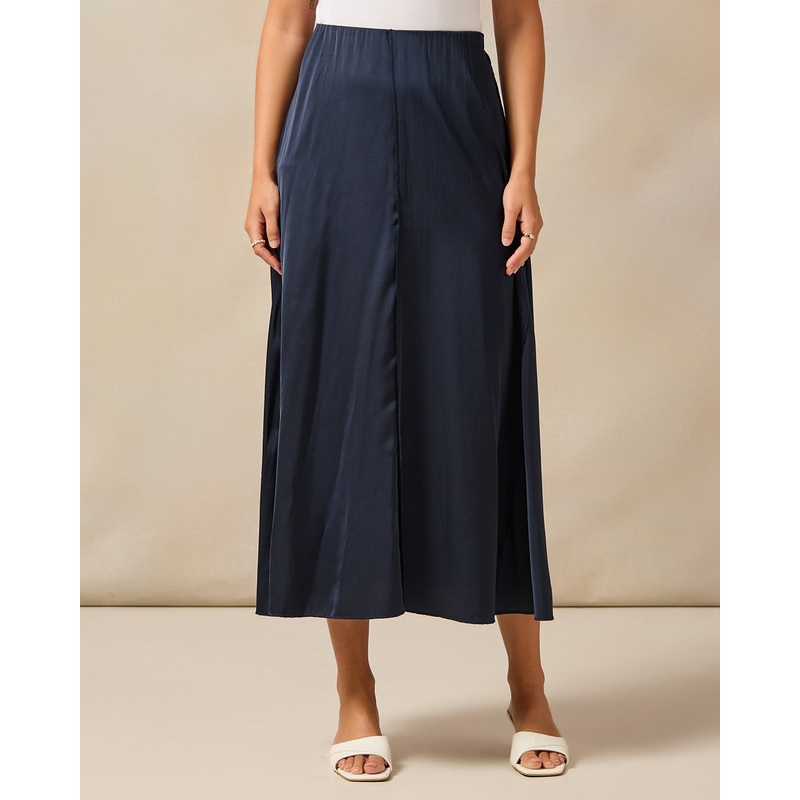 Women Navy Satin Slip Skirt|UK8|UK10|UK12|UK14|UK16|UK18